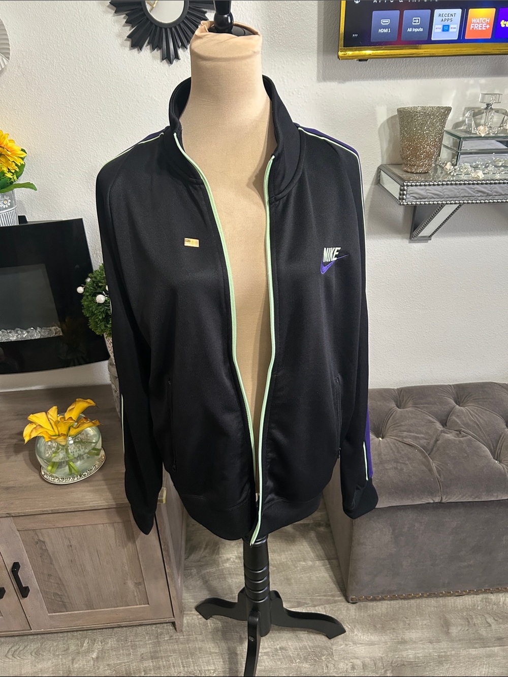 Nike Black Track Jacket with Purple Swoosh and Mint Trim limited edition